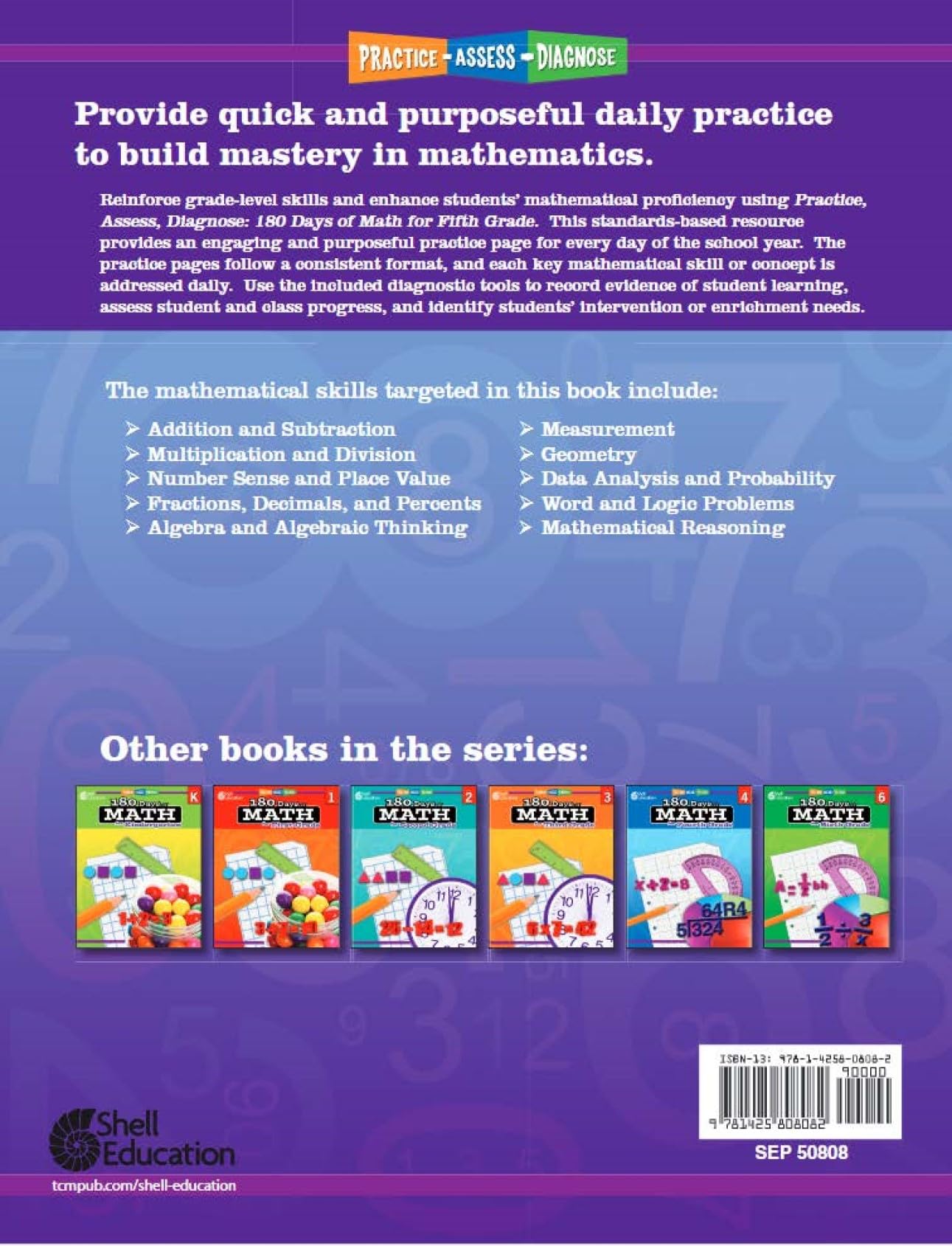 180 Days: Includes 4 Assorted Workbooks for Reading, Math, Writing, and Grammar Skills for 5th Grade Practice Workbook for Class,Used