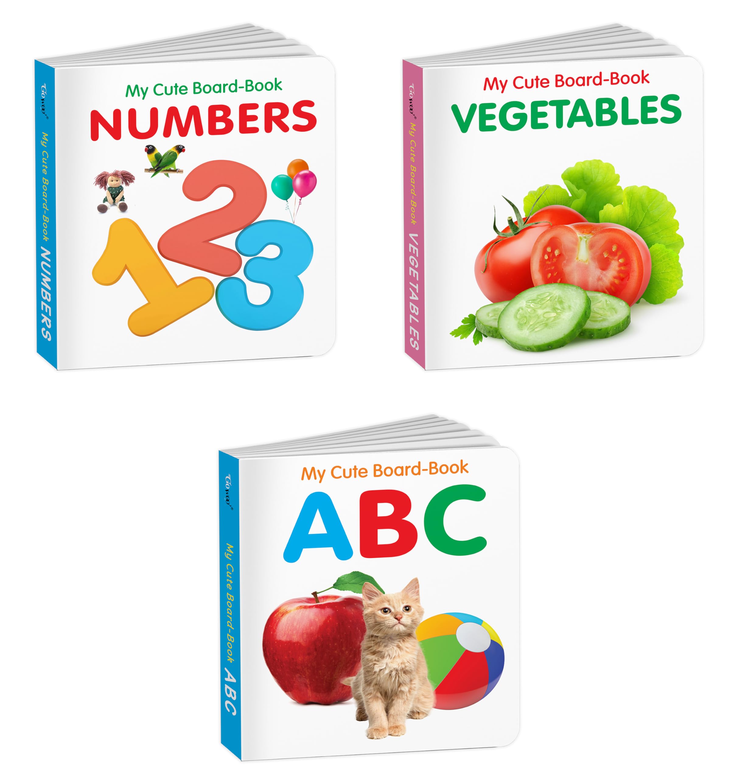 All-In-One Learning Board Book Set For Children  Abc, Vegetables And Numbers : Kids Learning Board Books, Pocket-Sized Kids Educational Book, Preschool Books For Early Readers | Pack Of 3 Books