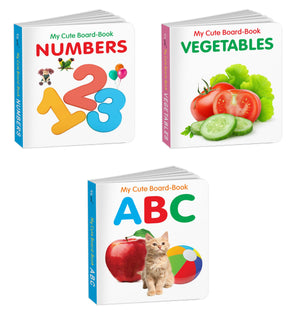 All-In-One Learning Board Book Set For Children  Abc, Vegetables And Numbers : Kids Learning Board Books, Pocket-Sized Kids Educational Book, Preschool Books For Early Readers | Pack Of 3 Books