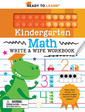 Ready to Learn Kindergarten Math Write & Wipe Workbook with Popper,New