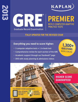 Kaplan 2013 GRE Premier: with 5 Online Practice Tests + DVD,Used