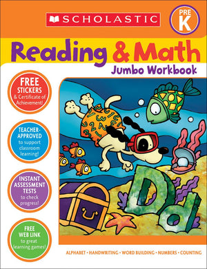 Scholastic Prek Reading & Math Jumbo Workbook,Used