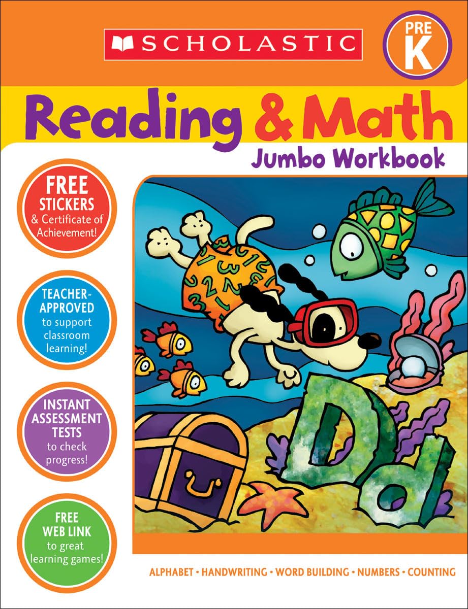 Scholastic Prek Reading & Math Jumbo Workbook,Used