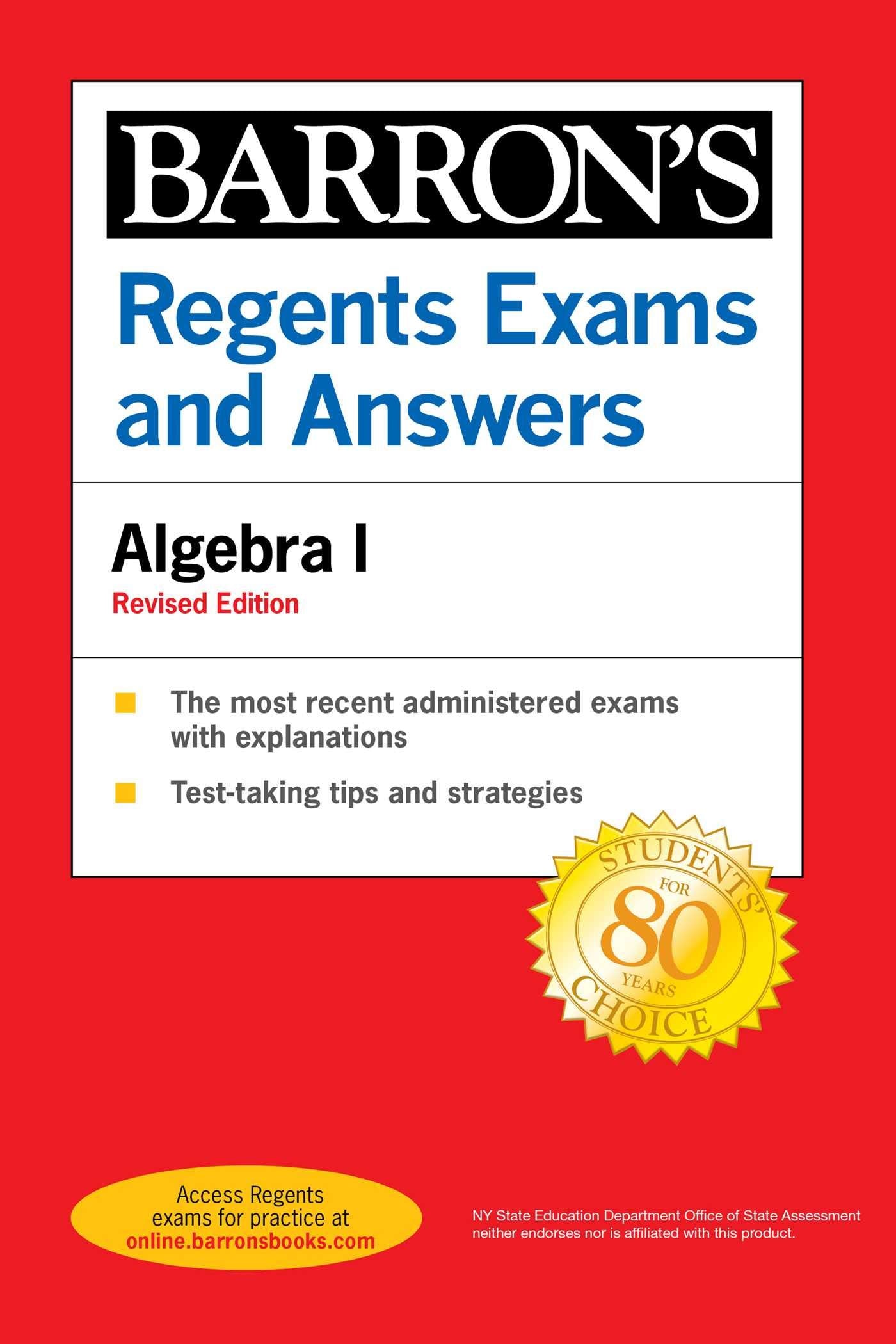 Regents Exams and Answers Algebra I Revised Edition (Barron's Regents NY),Used