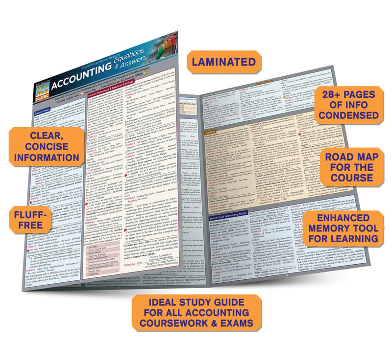 Accounting Equations & Answers QuickStudy Laminated Reference Guide,New