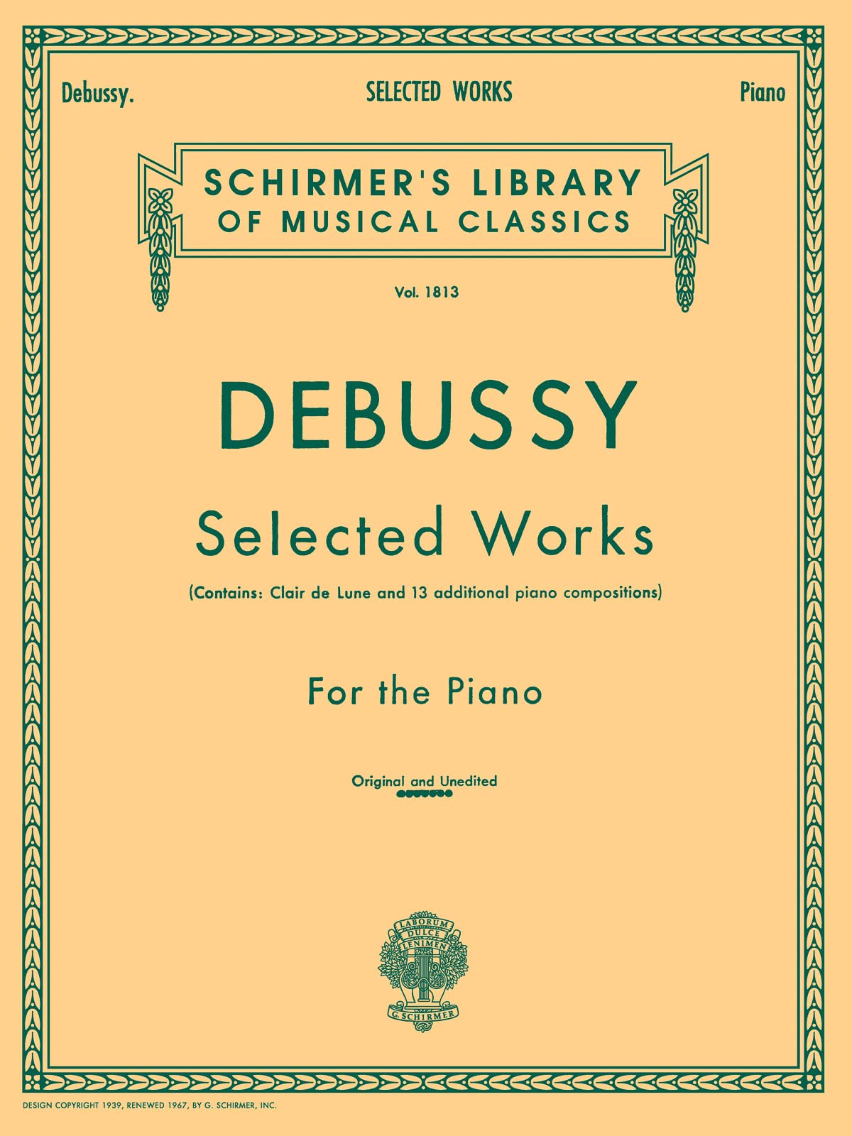 Selected Works for Piano: Piano Solo (Schirmer's Library of Musical Classics),Used