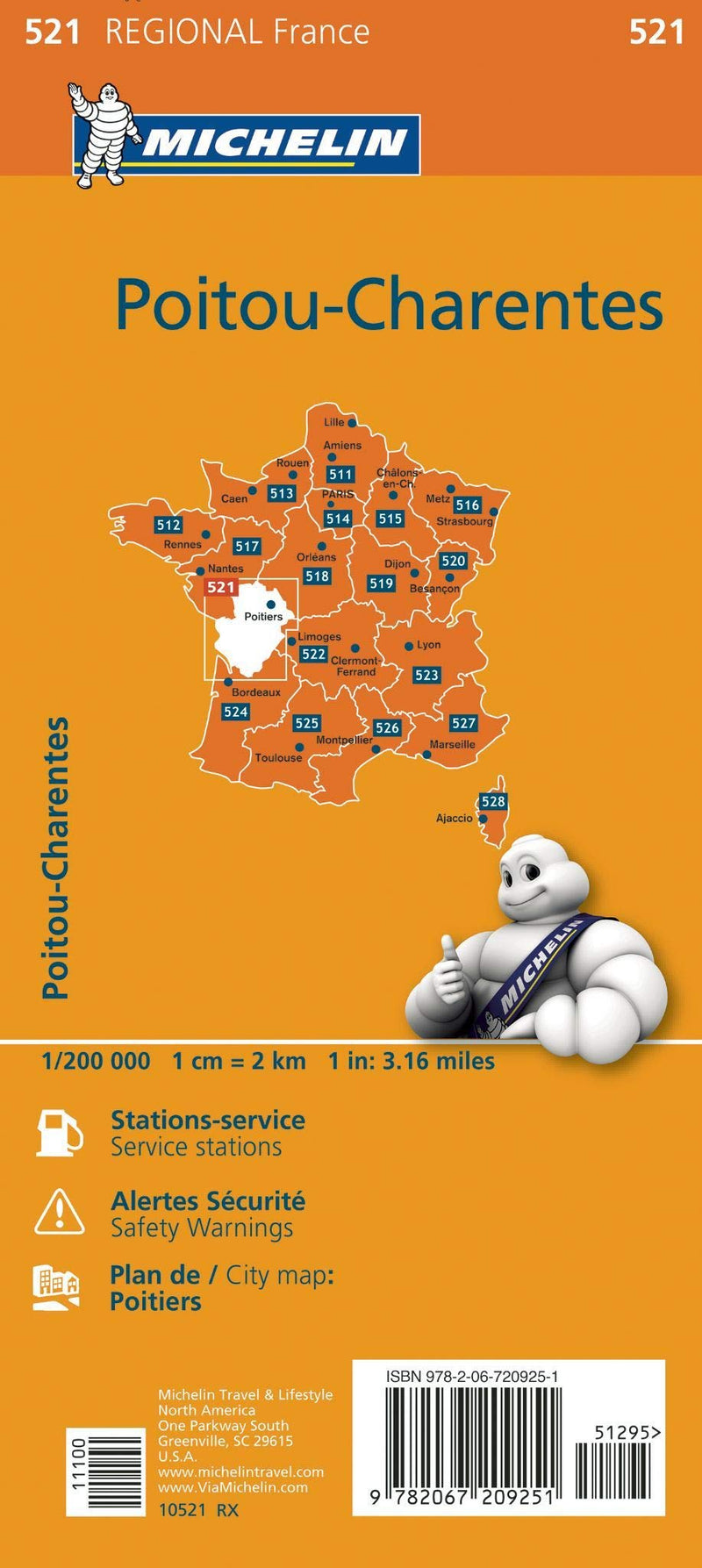 Michelin PoitouCharentes (Regional France, No. 521),Used