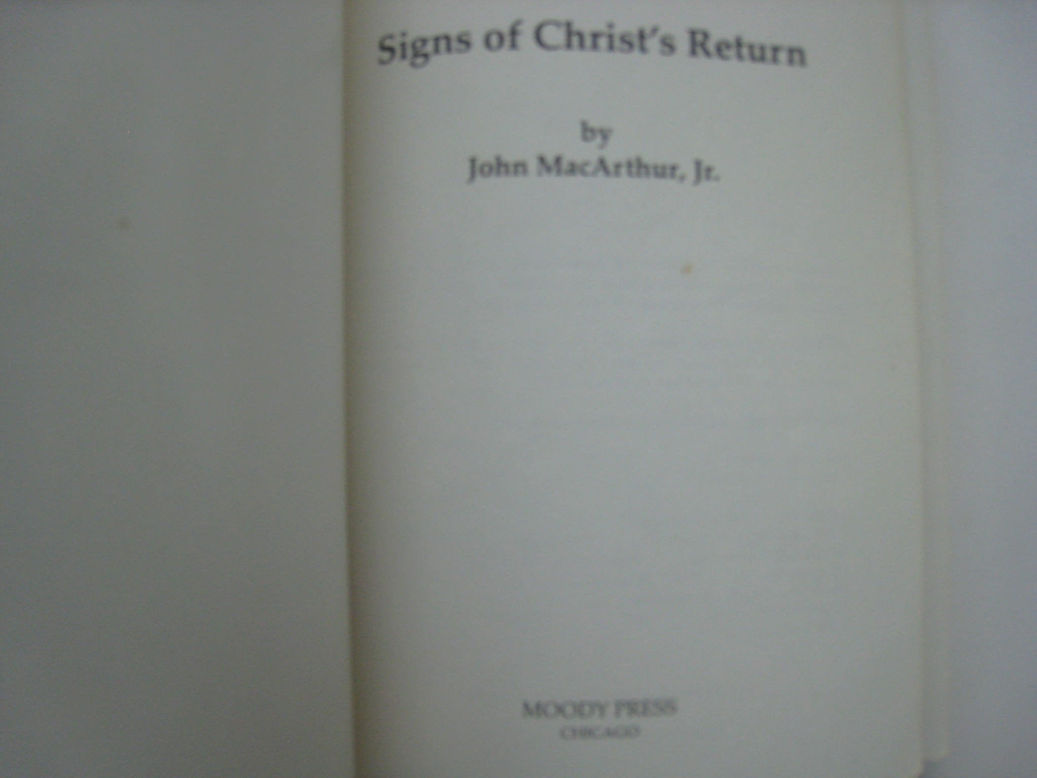 Signs of Christ Return,Used