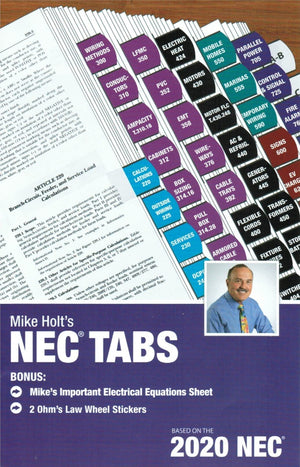 2020 Mike Holt's NEC Tabs (Color Coded) with 2 Ohm's Law Stickers and Electrical Equations Poster  2020 Edition,New