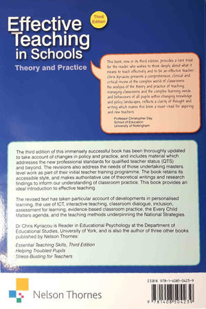 Effective Teaching in Schools Theory and Practice Third Edition,Used
