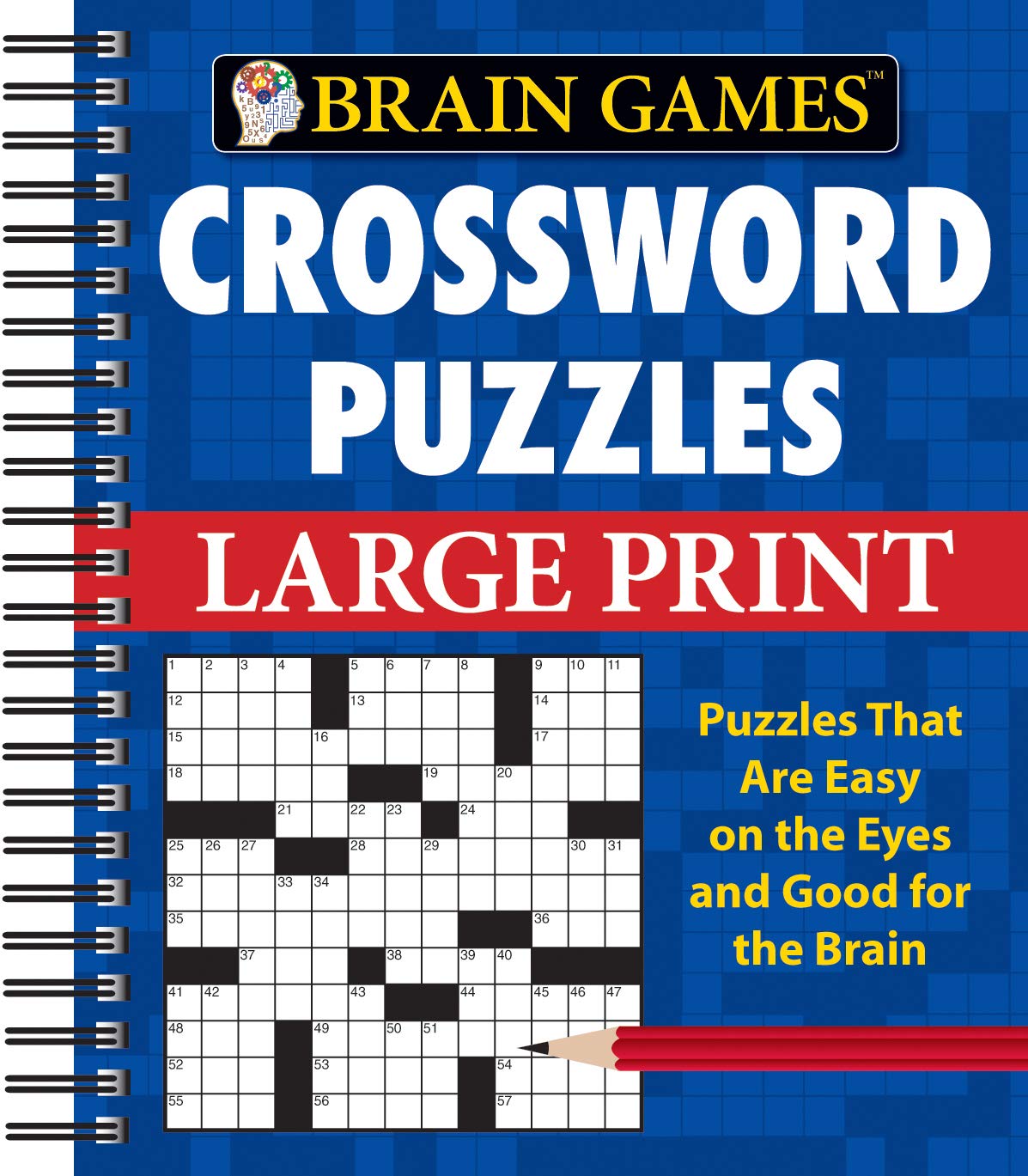 Brain Games  Crossword Puzzles  Large Print (Blue),Used