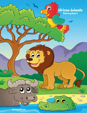 African Animals Coloring Book 5,Used