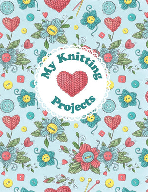 My Knitting Projects: Bright and Colorful Yarn & Crochet Hooks on a Blue Background, Glossy Finish,Used