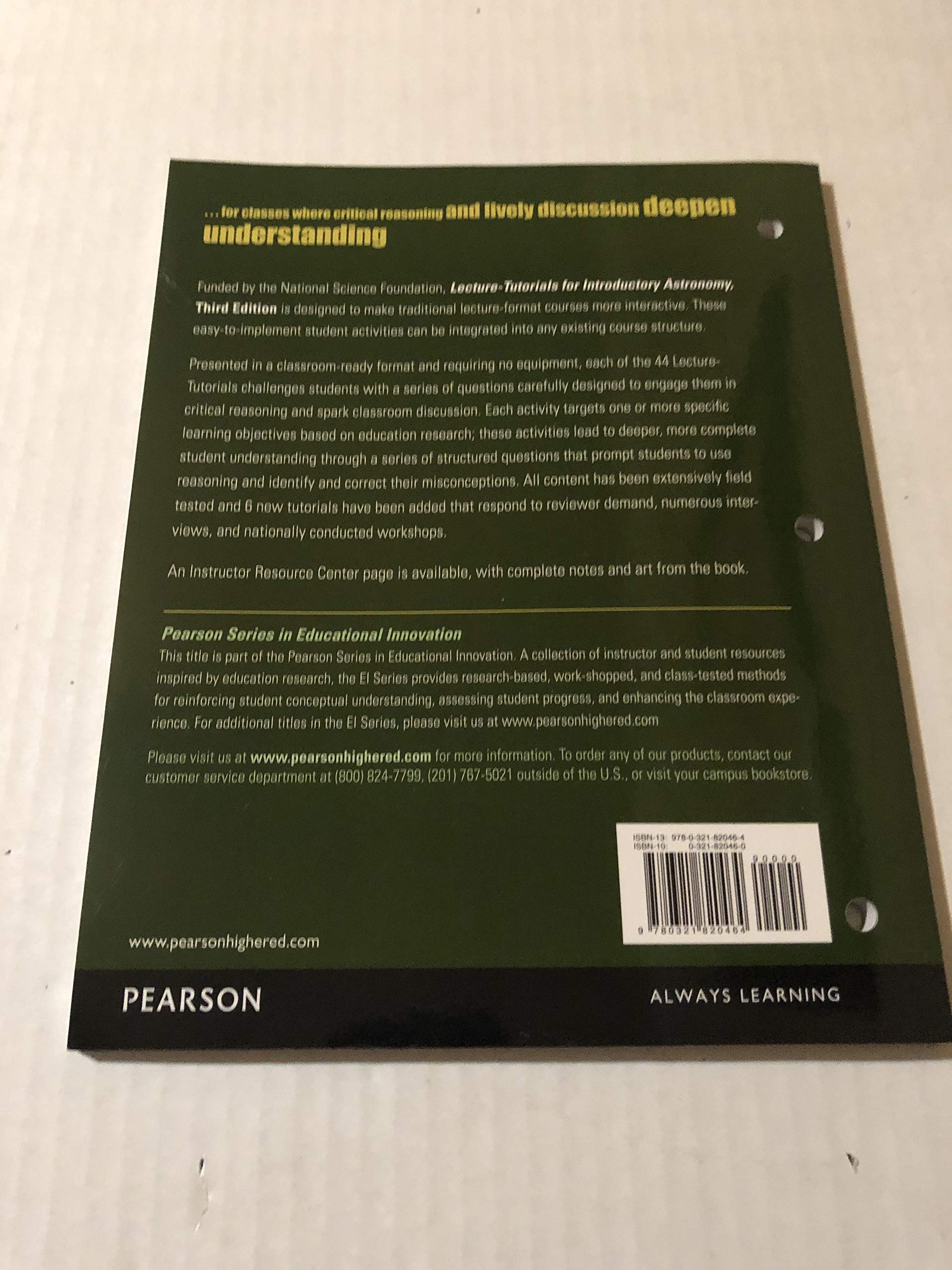 LectureTutorials for Introductory Astronomy, 3rd Edition,Used