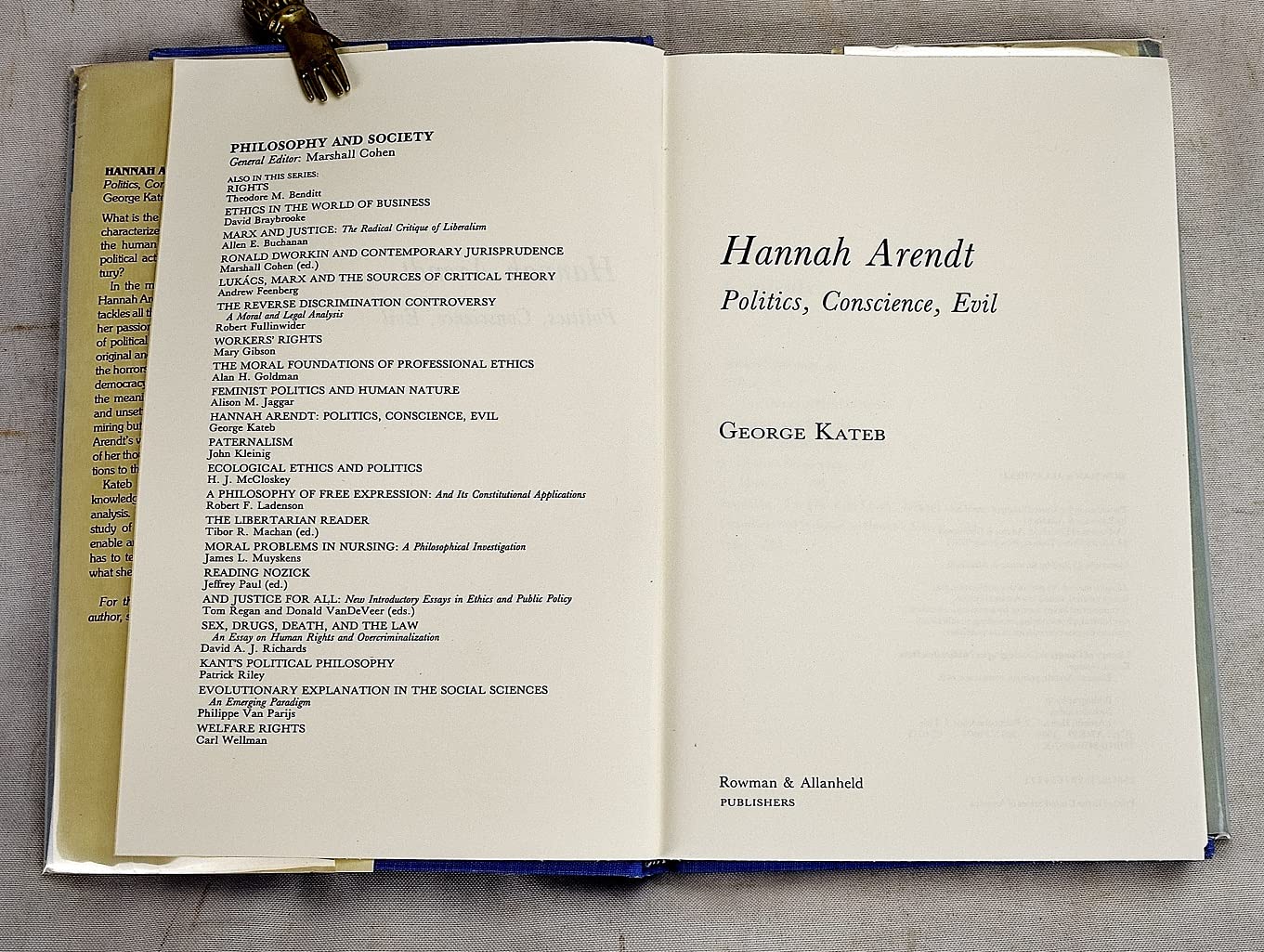 Hannah Arendt, politics, conscience, evil (Philosophy and society),Used