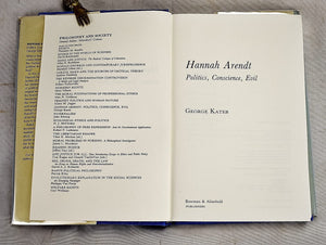 Hannah Arendt, politics, conscience, evil (Philosophy and society),Used