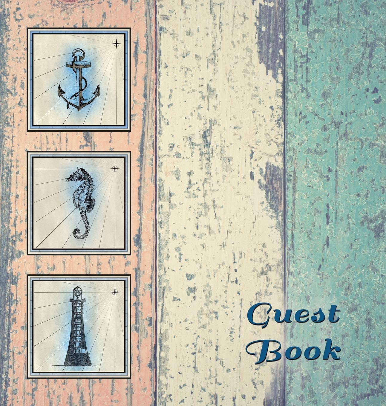 Nautical Guest Book (Hardcover), Visitors Book, Guest Comments Book, Vacation Home Guest Book, Beach House Guest Book, Visitor C,New