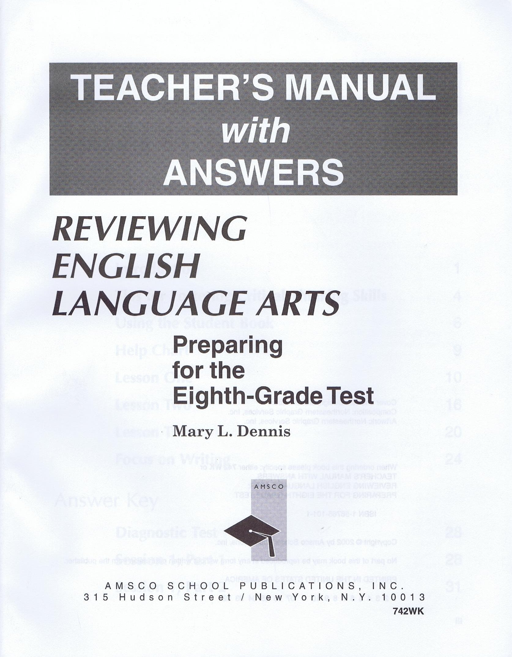 Reviewing English Language Arts: Preparing For The Eighth  Grade Test,Used