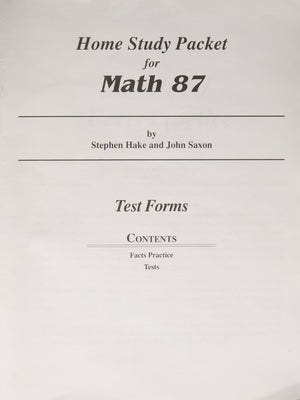 Math 87: An Incremental Development (Facts Practice Test Forms),Used