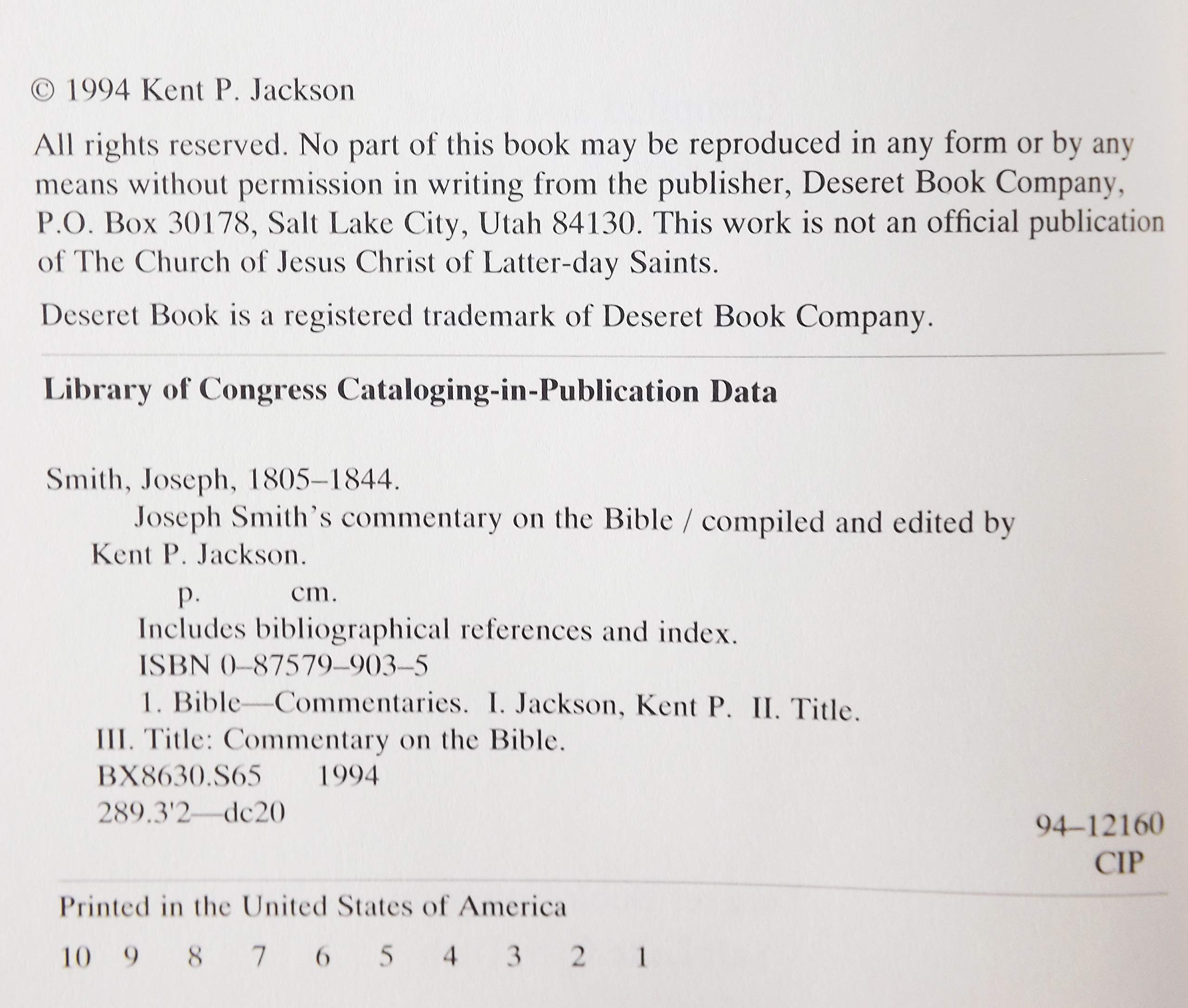 Joseph Smith's Commentary on the Bible,Used