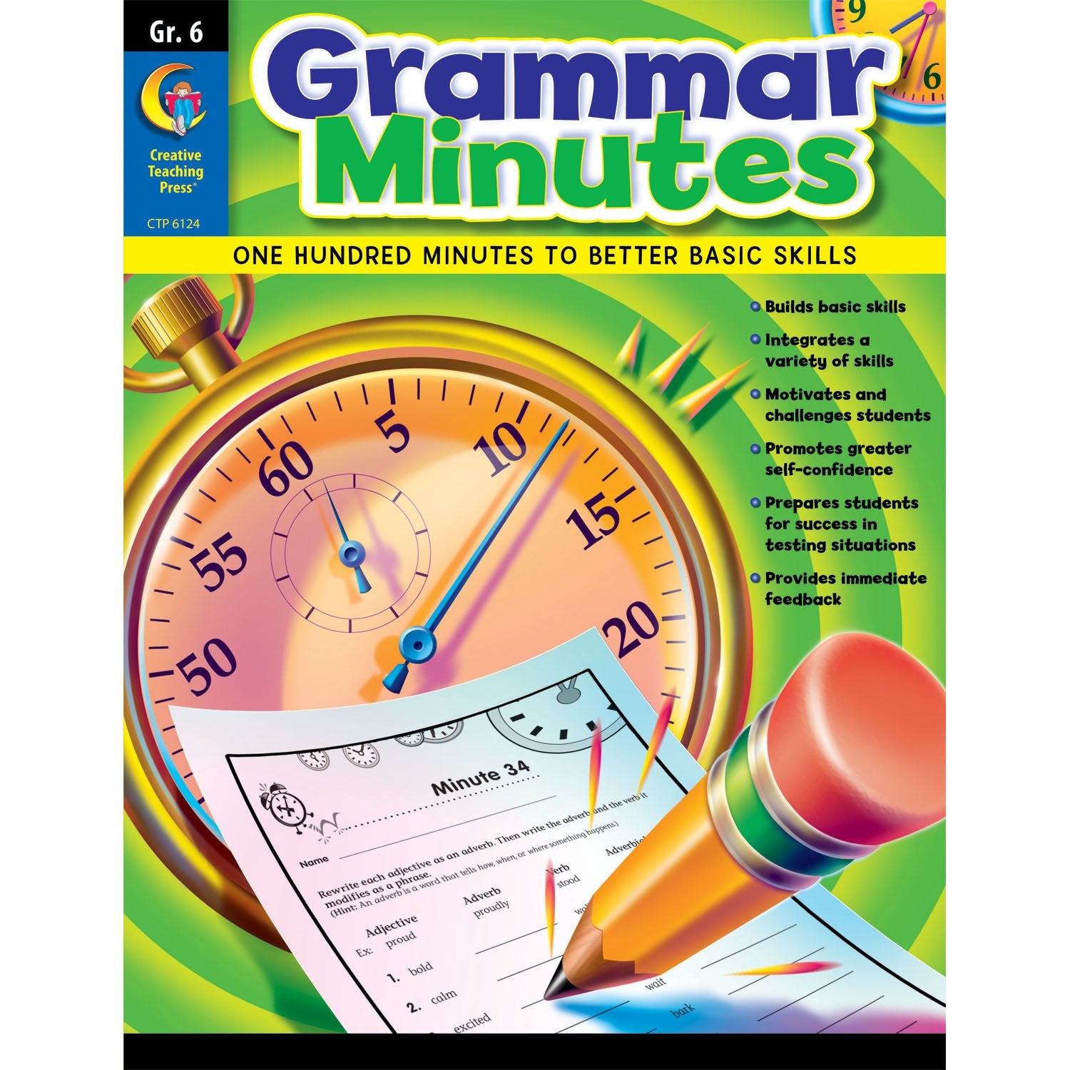 Creative Teaching Press Grammar Minutes Workbook, Grade 6,Used