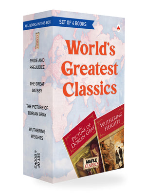 Worlds Greatest Classics (Set Of 4 Books) - Pride And Prejudice, Wuthering Heights, Great Gatsby, Picture Of Dorian Gray - Jane Austen, Emily Bronte, F.Scott Fitzgerald, Oscar Wilde (Maple Classics)
