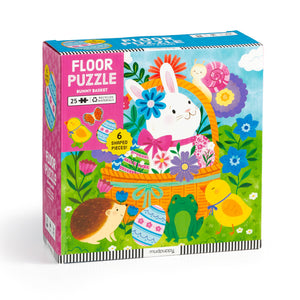 Mudpuppy Bunny Basket  25 Piece Floor Puzzle With 6 Colorful Shaped Pieces Featuring A Cute Bunny Basket Scene