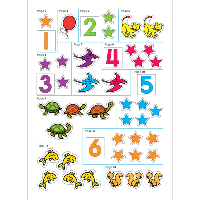 School Zone  Math Stickers Workbook  64 Pages, Ages 3 to 6, Preschool to Kindergarten, 426 Stickers, Counting, Numbers 112, T,New