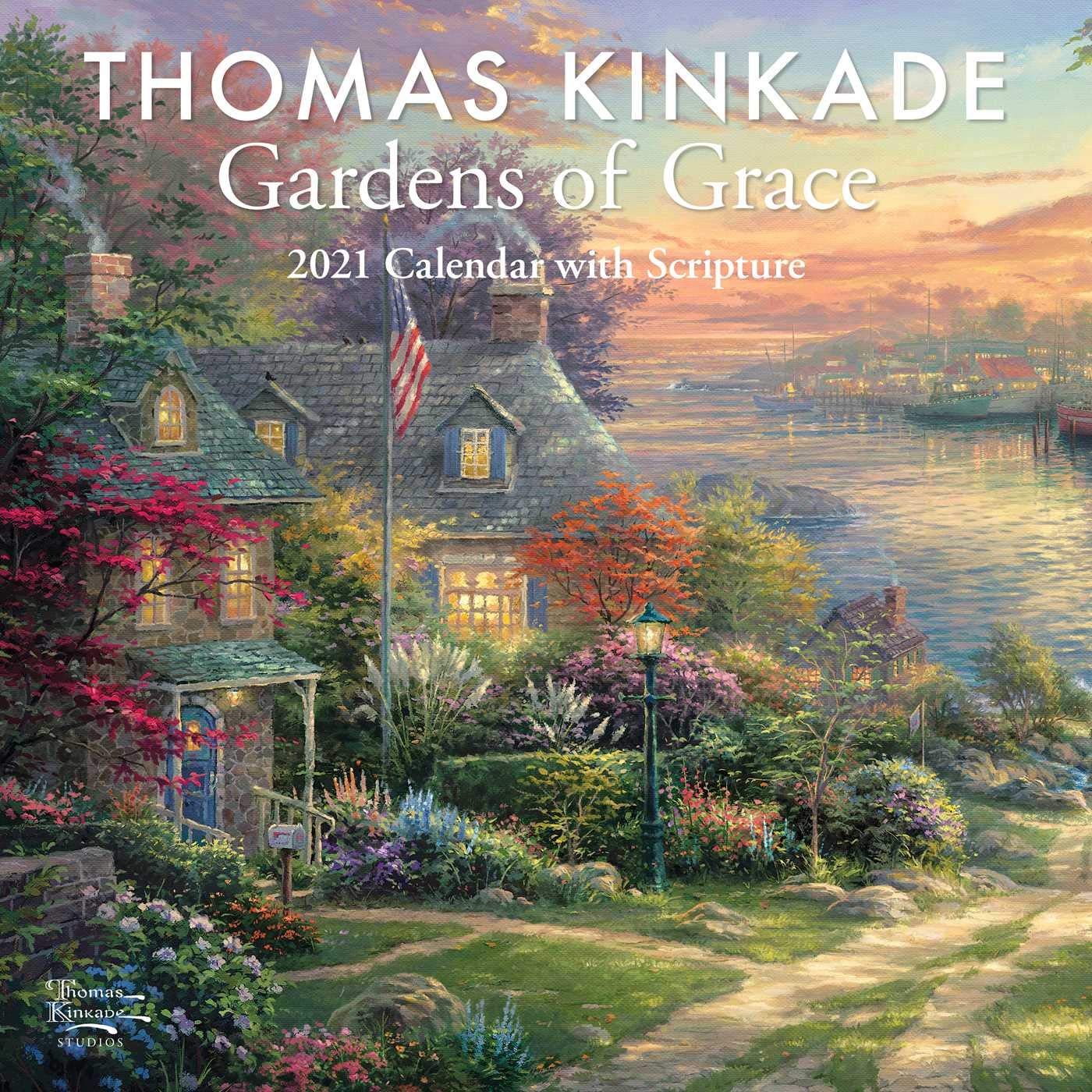 Thomas Kinkade Gardens of Grace with Scripture 2021 Wall Calendar,Used
