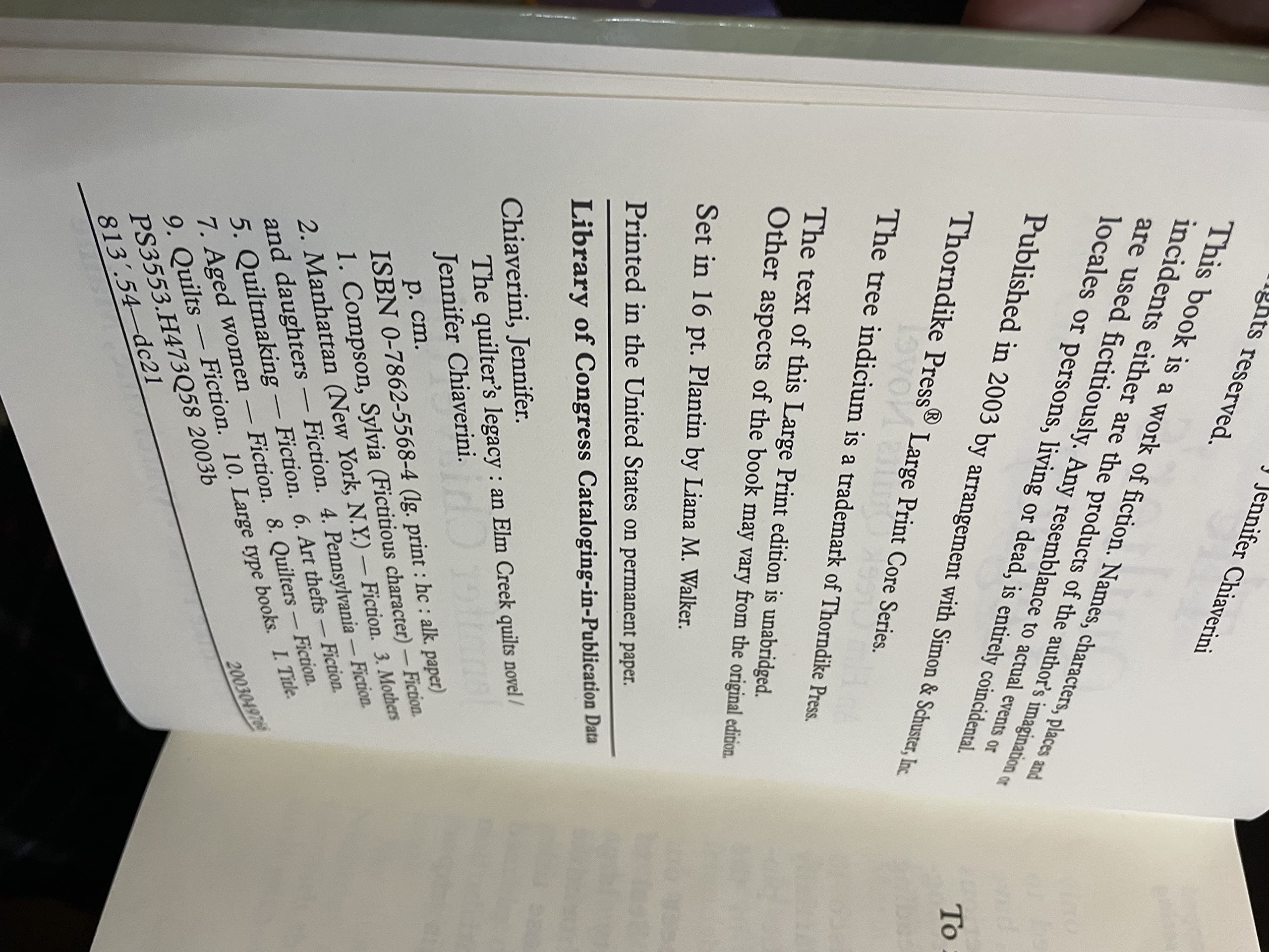 The Quilter's Legacy (Elm Creek Quilts Series #5),Used