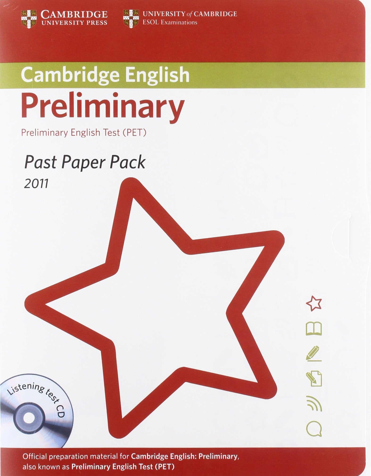 Past Paper Pack For Cambridge English Preliminary 2011 Exam Papers And Teacher'S Booklet With Audio Cd,Used
