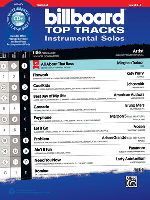 Billboard Top Tracks Instrumental Solos: Trumpet, Book & CD (Instrumental Solos Series),Used