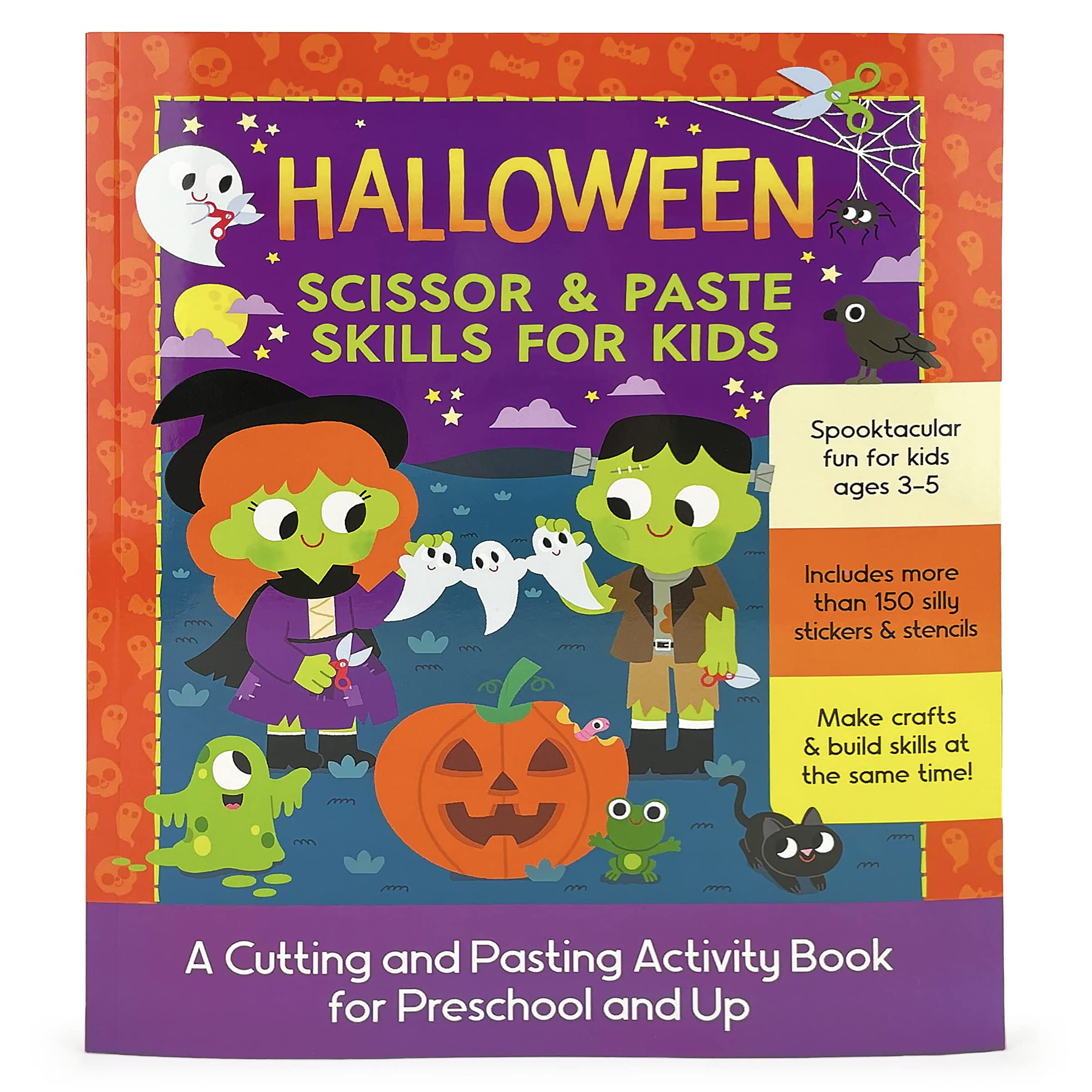 Halloween Scissor & Paste Skills for Kids Ages 38, Includes Stickers & Stencils!,Used