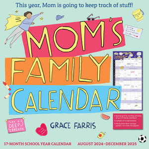 Moms Family Wall Calendar 20242025: 17Month Calendar August 2024December 2025  with stickers!