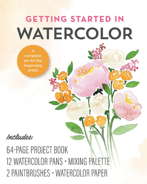 Getting Started In Watercolor Kit: A Complete Set For The Beginning Artist! Includes: 64Page Project Book, 12 Watercolor Pans, ,Used