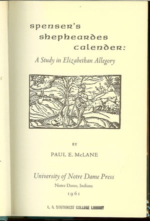 Spenser's Shepheardes Calendar: A Study in Elizabethan Allegory,Used