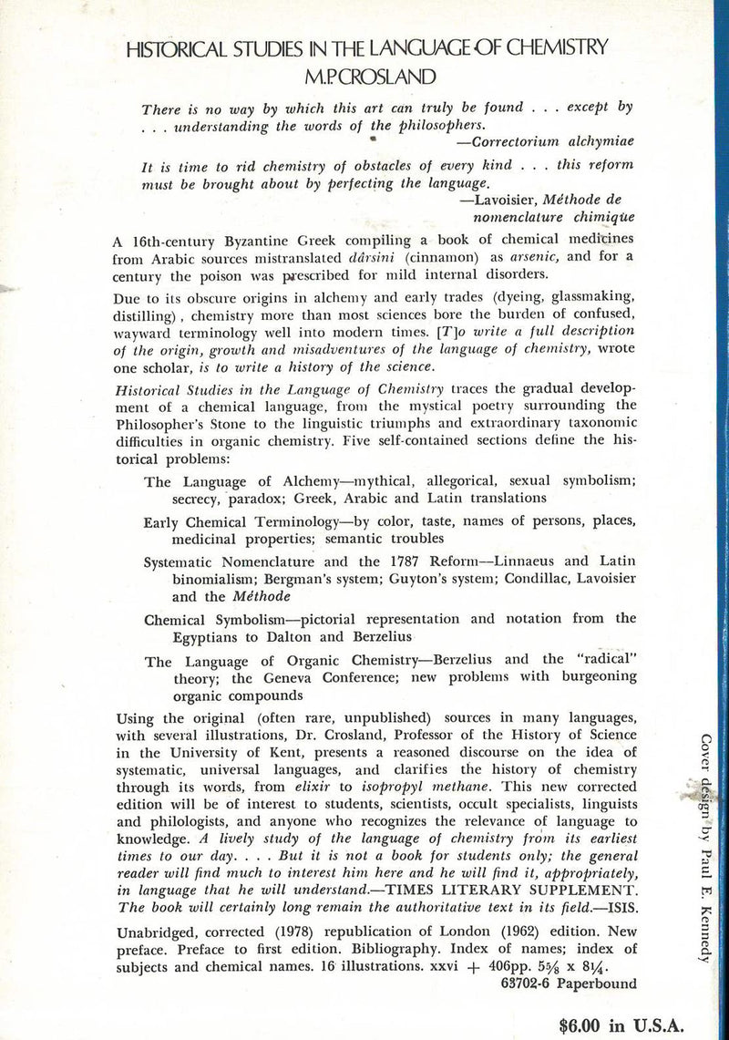 Historical studies in the language of chemistry,Used