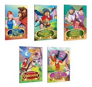 Jack And The Beanstalk, Puss In Boots, The Elves And The Shoemaker, Rapunzel And Beauty And The Beast - Golden Fairy Tales : Classic Fairy Tales For Children, ChildrenS Storybooks | Pack Of 5 Books