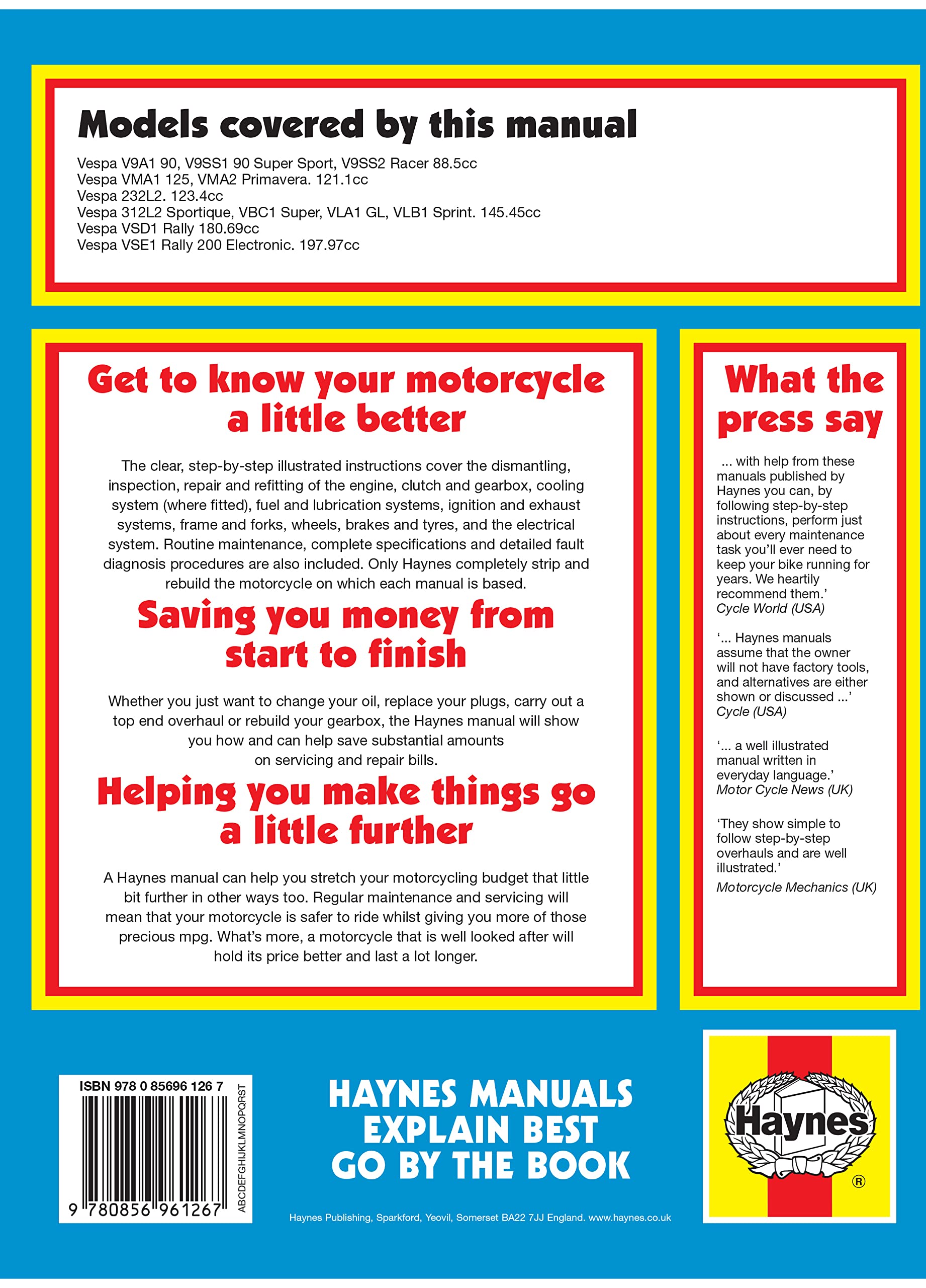 Vespa Scooters, 195878 (Haynes Repair Manuals),Used