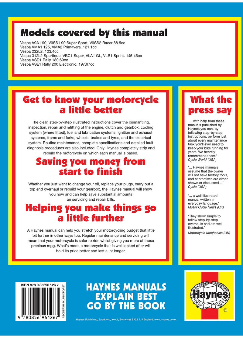 Vespa Scooters, 195878 (Haynes Repair Manuals),Used