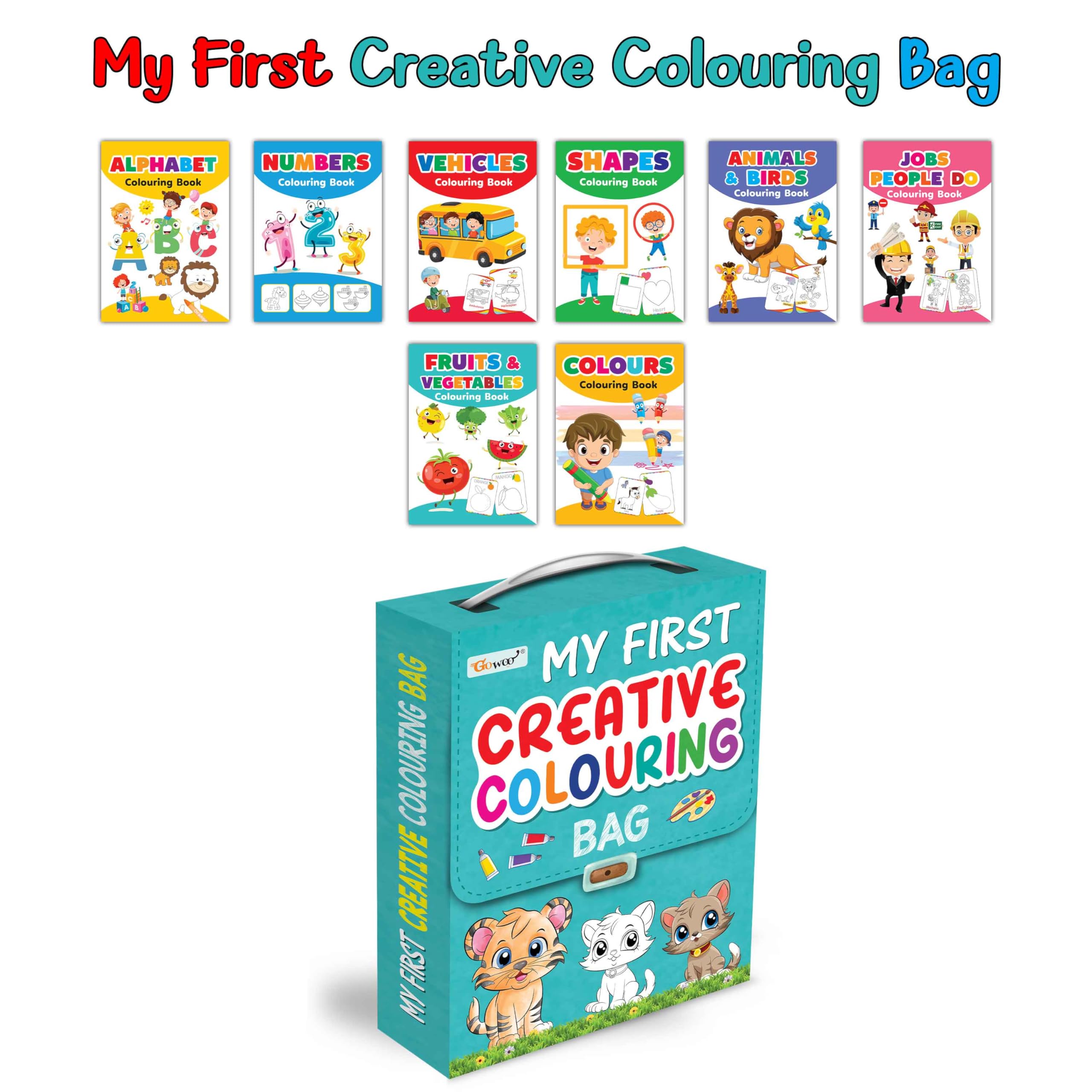 Lkg Class Picture Colouring Bag : Colouring Books For Children, All In One Essential Colouring Book, Gift Set For Kids Picture Library Bag Of 8 Colouring Books
