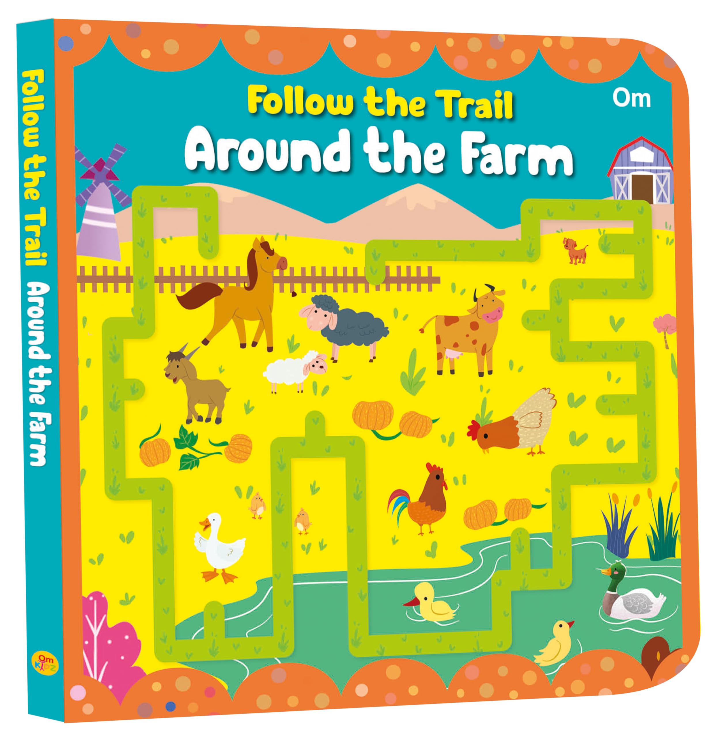 Board Book: Follow The Trail Around The Farm- Activity Book For Children Age 3-5 Years
