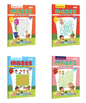 My First Activity Book Mazes  Blue, Pink, Orange And Red Edition :- Creative Activity Book For Children, Toddler Educational Workbook | Combo Of 4 Activity Books