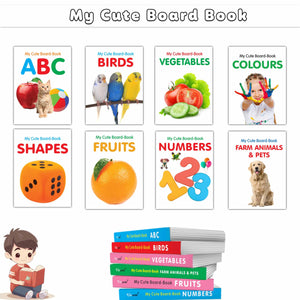 Pocket Books Set Of Abc, Colours, Birds, Fruits, Farm Animals & Pets, Vegetables, Shapes And Numbers - Learning Board Book For Toddles, Baby Board Books, First Library Books For Babies | Pack Of 8