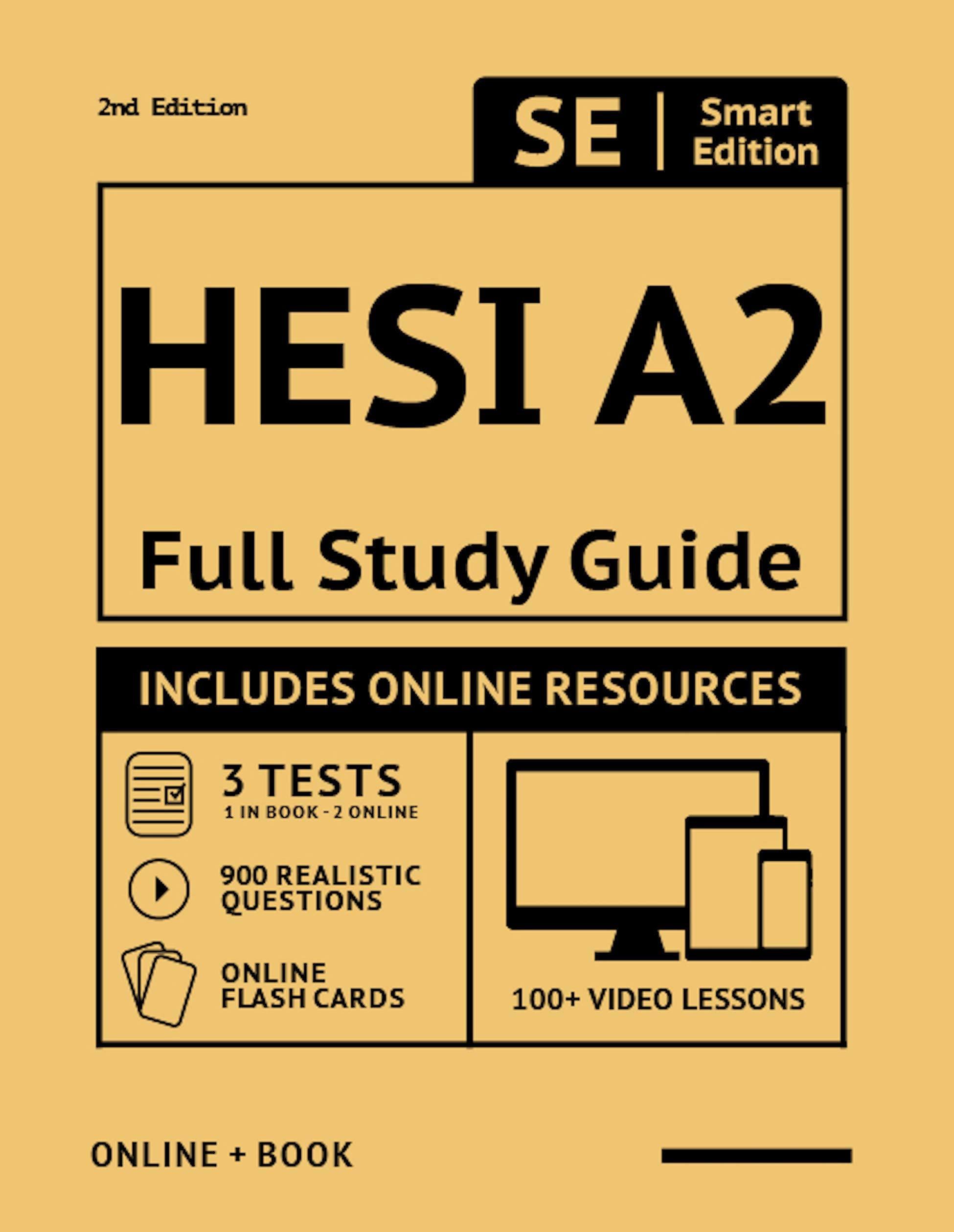HESI A2 Full Study Guide 2nd Edition: Complete Subject Review with 100 Video Lessons, 3 Full Practice Tests Book + Online, 900 r,Used