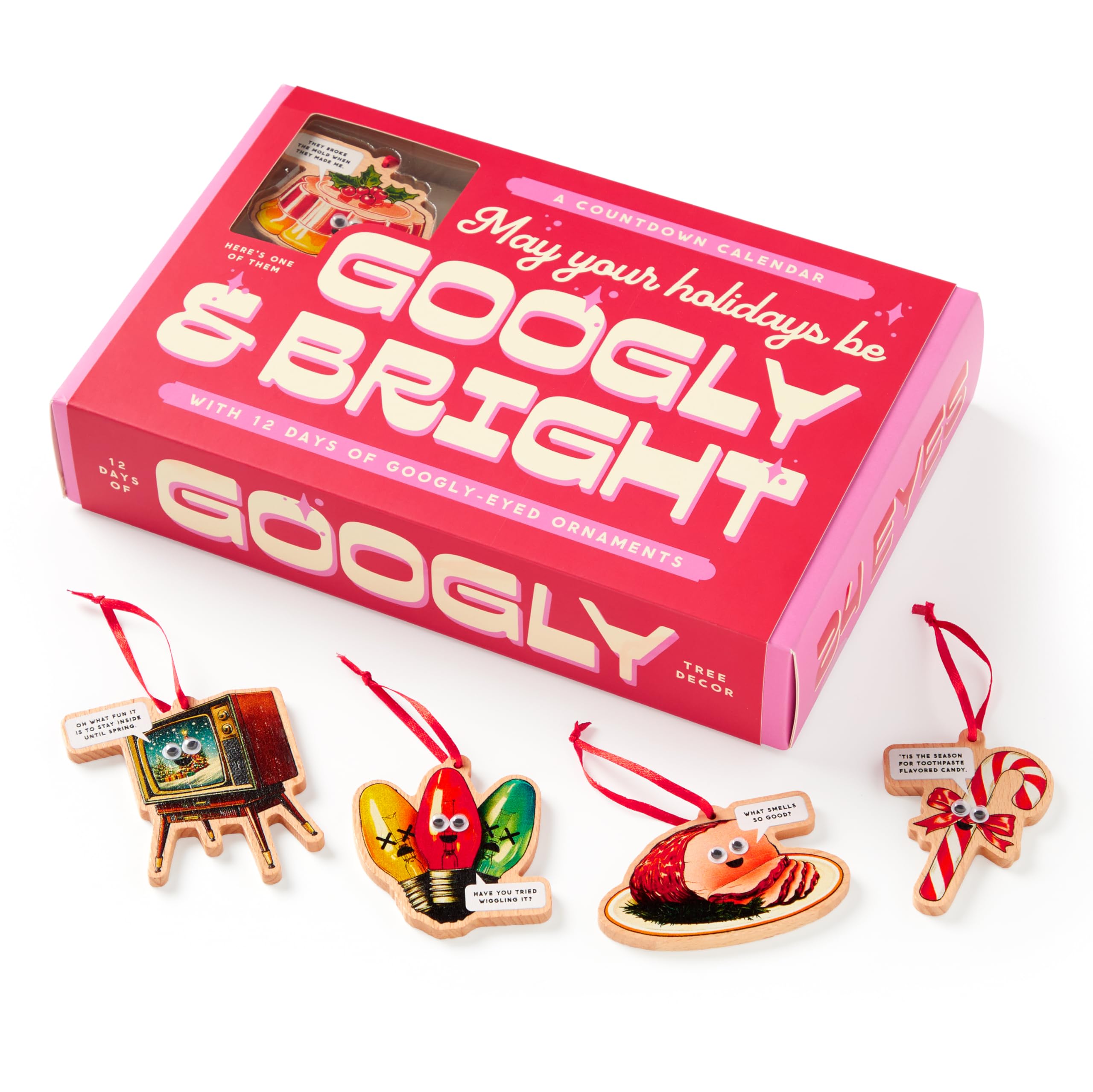 Brass Monkey Googly & Bright Holiday Ornament Countdown Calendar  12 Days Googly Food Ornament Countdown Calendar For Christmas