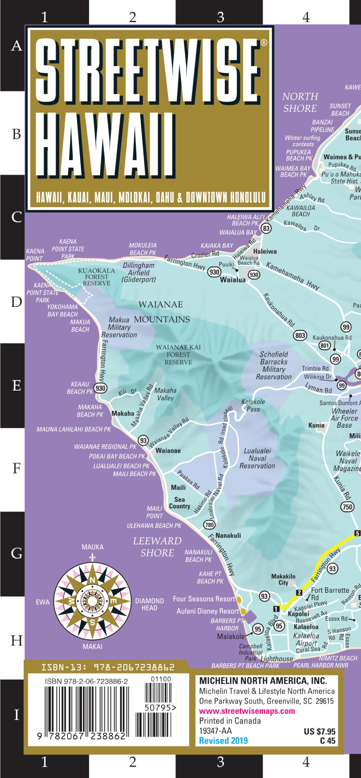 Streetwise Hawaii Map: Laminated Hawaii, Kauai, Maui, Molokai, Oahu & Downtown Honolulu (Michelin Streetwise Maps),New