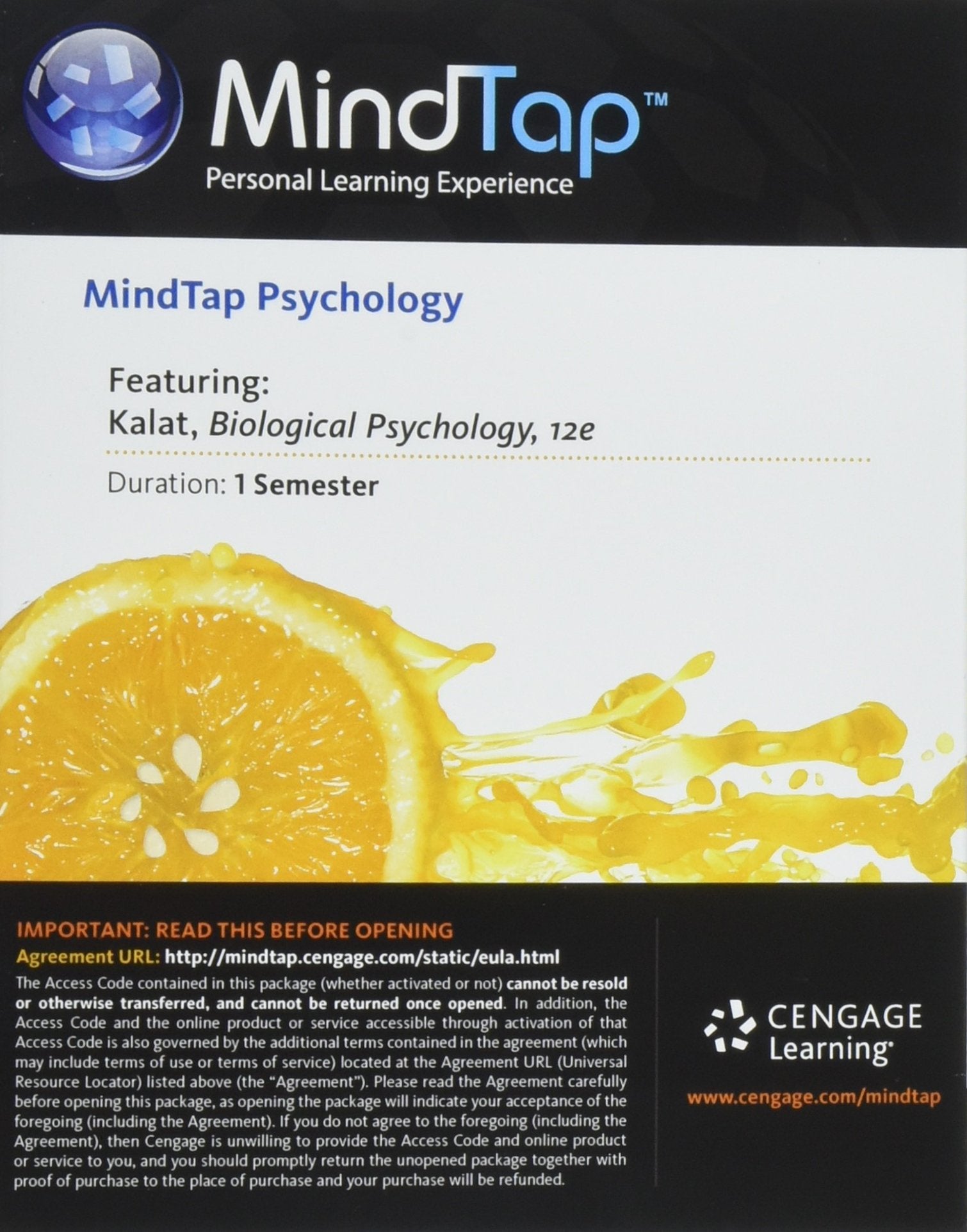 MindTap Psychology, 1 term (6 months) Printed Access Card for Kalat's Biological Psychology, 12th,Used