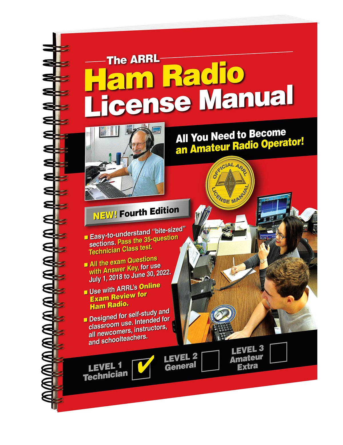 The ARRL Ham Radio License Manual Spiral  Easy Amateur Technician Operators Study Guide  With Sample Test Questions,Used