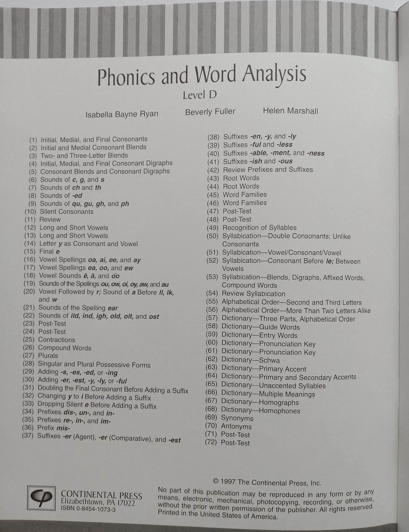 Phonics and Word Analysis Level A (Phonics and Word Analysis, D),Used